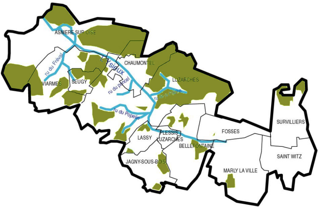 carte de la communauté de communes de Camelles et de Roissy